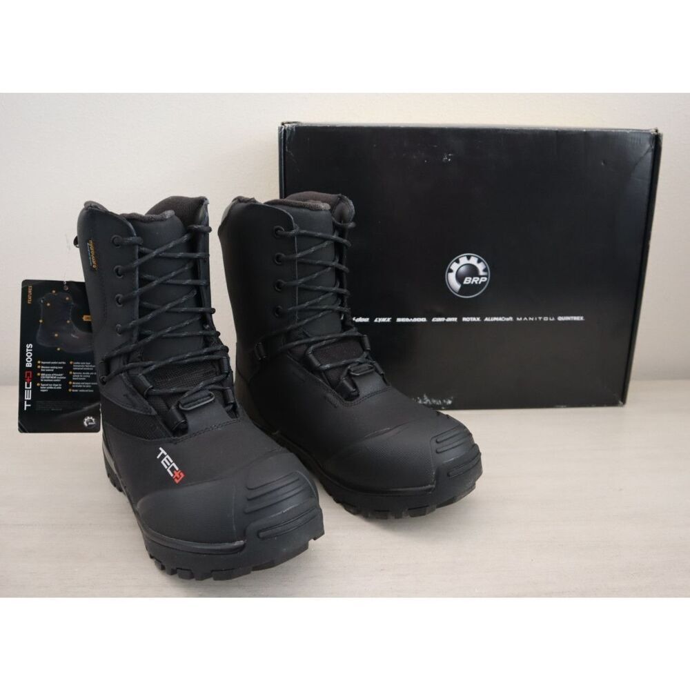 Ski-Doo 4442533090 Unisex Sz 10 Black Leather TEC+ REC Snowmobile Boots